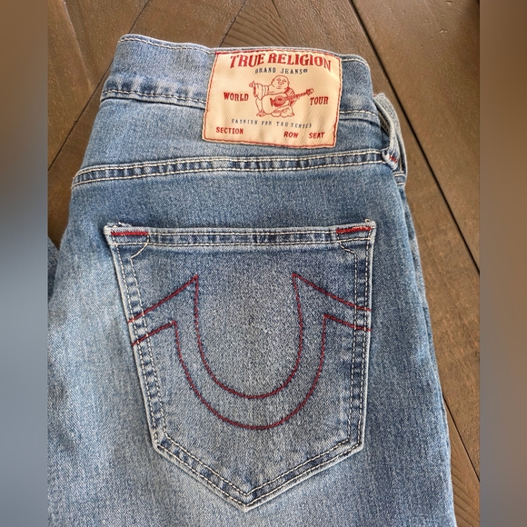 True Religion Men's Ricky Straight Jeans SZ 30 Red Stitch Buddha Patch - Picture 4 of 14